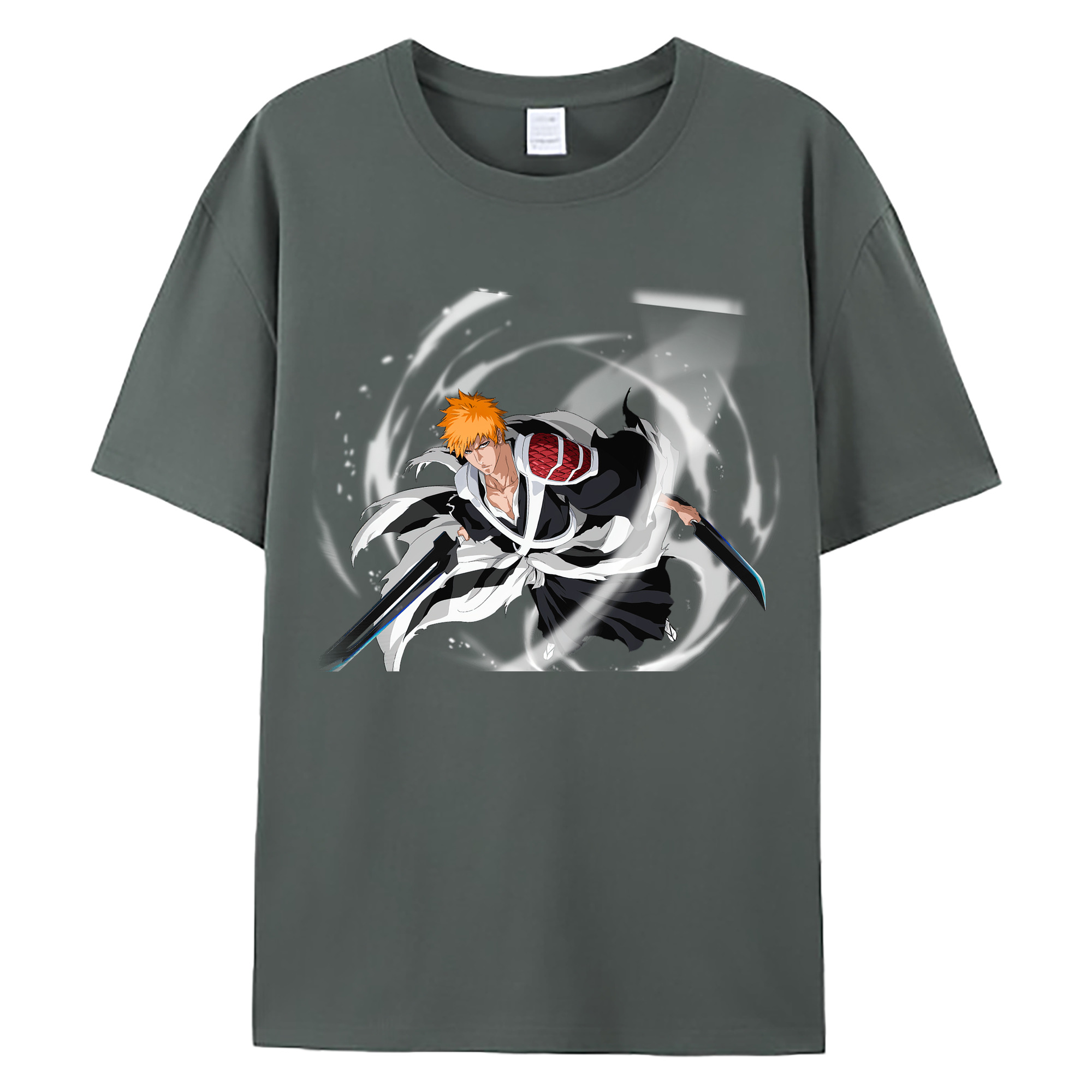 （画像用） ブリーチ 黒崎一護（くろさき いちご）BLEACH Kurosaki Ichigo 綿100％ メンズ半袖Tシャツ｜肌触りやわらか＆通気性